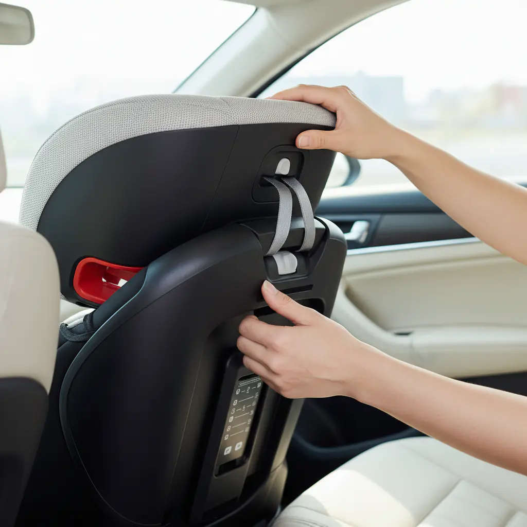 Experto demostrando instalación isofix